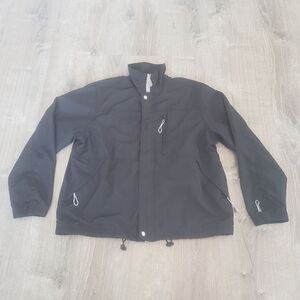 Catalina Womens Black Long Sleeve Rain Windbreaker Full Zip Jacket Size Small